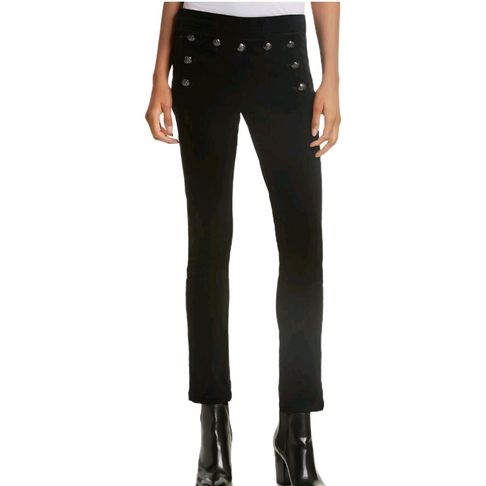 Veronica Beard Jane Black Velvet Skinny Sailor Pants Women's 28 Luxury Nautical